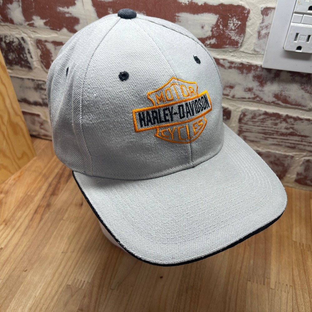 Harley-Davidson Embroidered Grey Wool Blend Adjustable Hat Teener Made in Korea